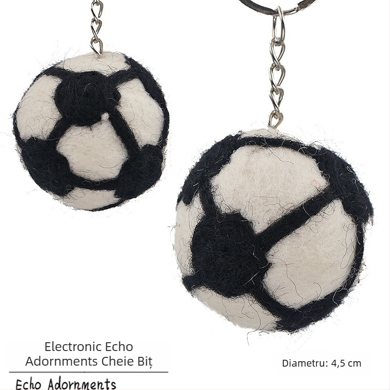 Breloc nepalez din lână filț – 3D fotbal, baschet și rugby, pandantiv pentru geantă din filc (Origine Yiwu; realizare manuală; lână; vară 2025)