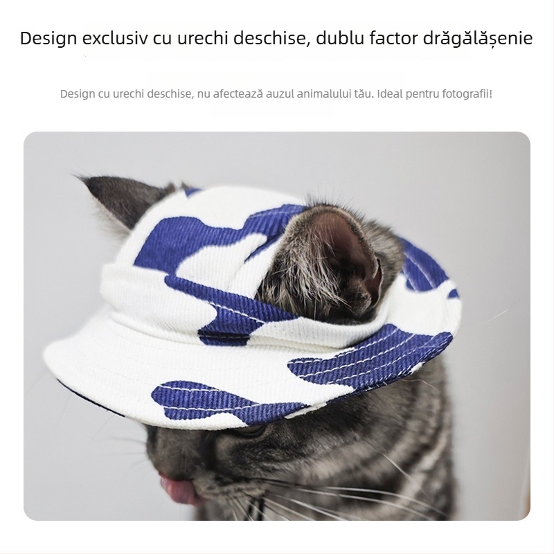 Pălărie de soare pentru animale de companie, urechi deschise — stil pescăresc, bumbac, relief, primăvară, lejer