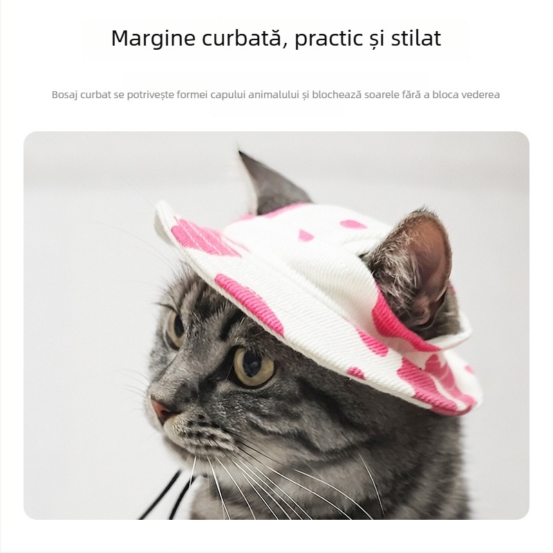 Pălărie de soare pentru animale de companie, urechi deschise — stil pescăresc, bumbac, relief, primăvară, lejer