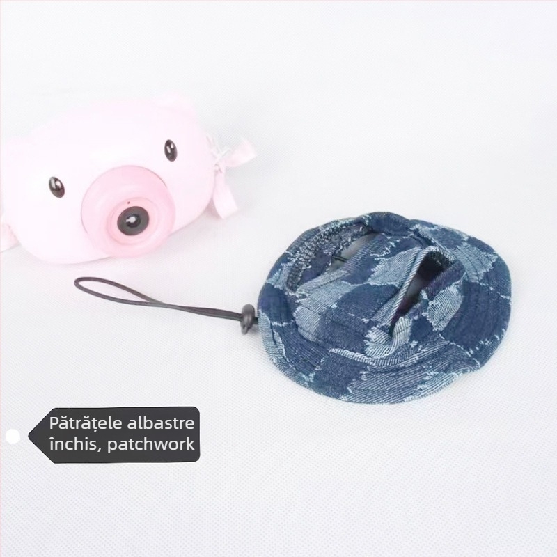 Pălărie de soare pentru animale de companie, urechi deschise — stil pescăresc, bumbac, relief, primăvară, lejer