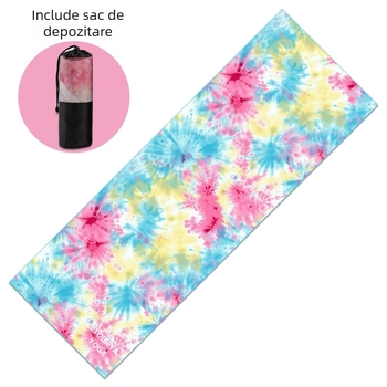 Prosop de yoga cu puncte antiderapante, 88% poliester / 12% nailon, țesătură 200 g/m², greutate totală 280 g, potrivit pentru yoga, activități în aer liber și plajă