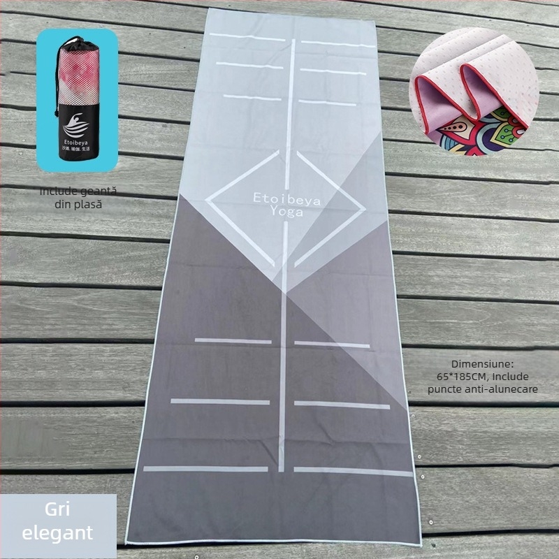 Prosop de yoga cu puncte antiderapante, 88% poliester / 12% nailon, țesătură 200 g/m², greutate totală 280 g, potrivit pentru yoga, activități în aer liber și plajă