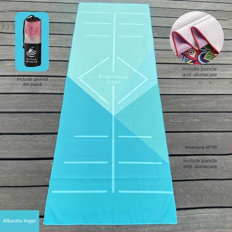 Prosop de yoga cu puncte antiderapante, 88% poliester / 12% nailon, țesătură 200 g/m², greutate totală 280 g, potrivit pentru yoga, activități în aer liber și plajă