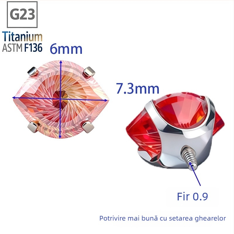 F136 aliaj de titan – Ochiul Diavolului cu zircon, ochi de înger, montură gheare