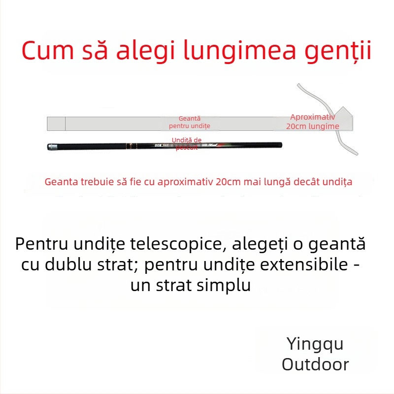 Geantă pentru lansete de pescuit în stil japonez, lată, din bumbac, cu spațiu de depozitare și husă pentru lansetă