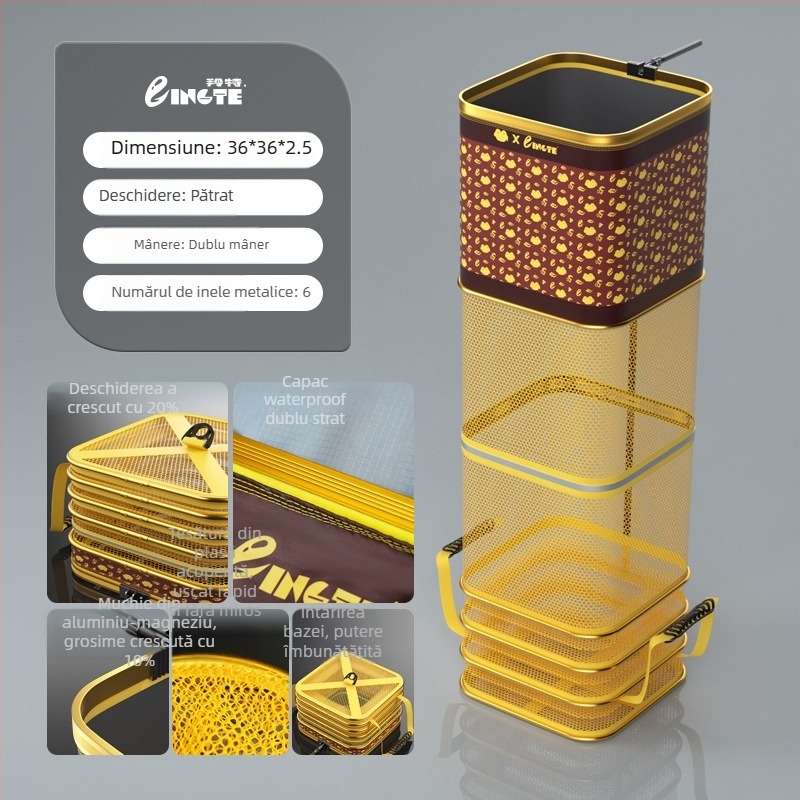 Antel geantă de protecție pentru pești din plasă, cu aliaj de zinc întărit și plasă acoperită îngroșată