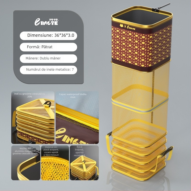 Antel geantă de protecție pentru pești din plasă, cu aliaj de zinc întărit și plasă acoperită îngroșată