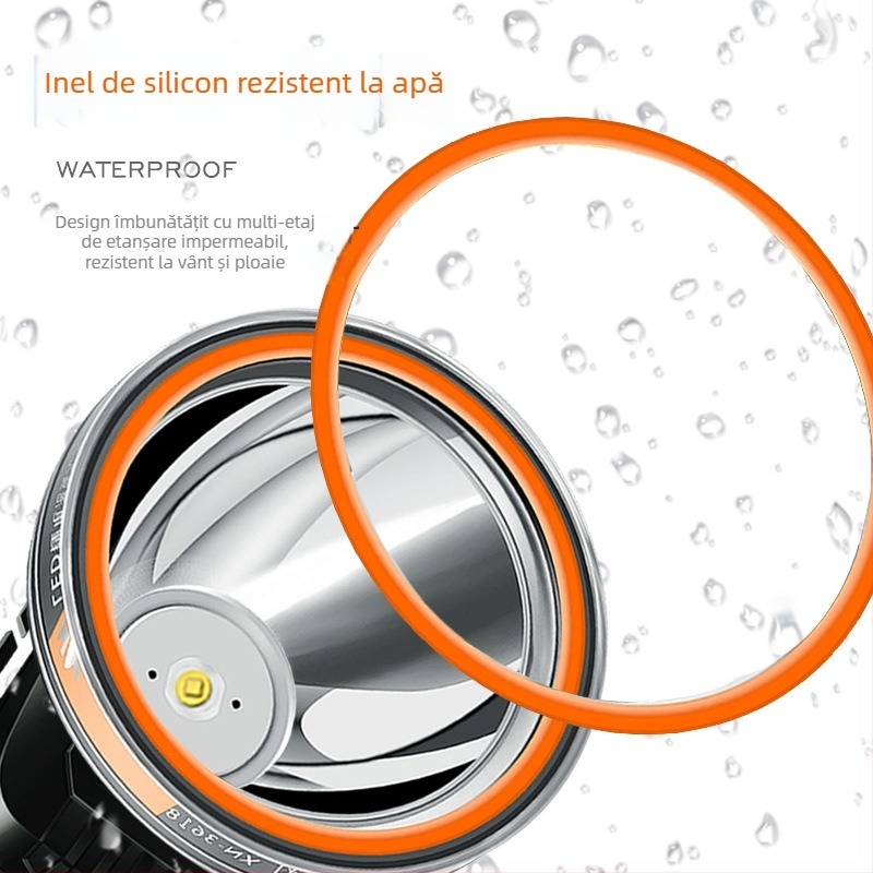 Frontala LED reîncărcabilă, baterie 2000mAh, putere 1W/3W/5W, acționare manuală, purtată pe cap pentru pescuit și activități în aer liber, încărcător inclus, rază până la 500 m