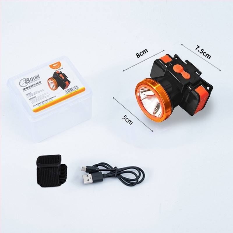 Frontala LED reîncărcabilă, baterie 2000mAh, putere 1W/3W/5W, acționare manuală, purtată pe cap pentru pescuit și activități în aer liber, încărcător inclus, rază până la 500 m