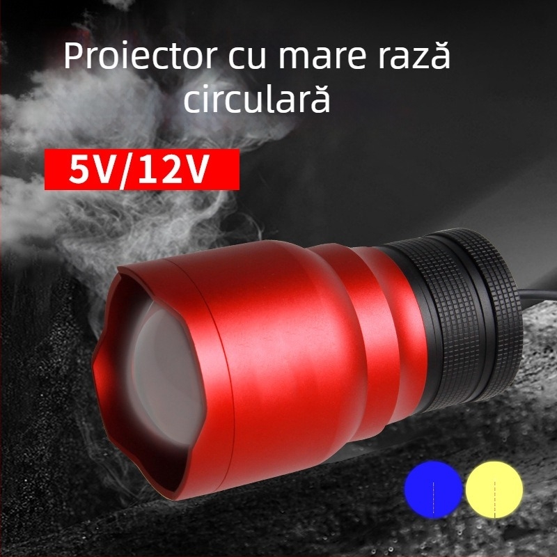 Lampa de pescuit pentru exterior cu LED, corp din aliaj de aluminiu, rază 200-500 m, alimentare prin energie cinetică, Fisherman's Treasure