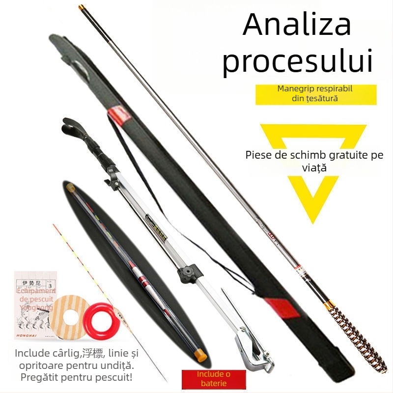 Set de undițe din carbon – ultra-ușoare, ultra-dure, multipozițion pentru crap și crucian