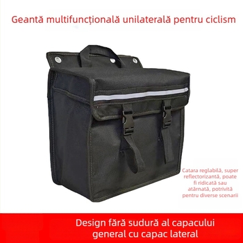 Geantă laterală din pânză neagră, multifuncțională pentru motociclete și biciclete electrice, stil pannier, compartiment pentru unelte pe scaunul din spate