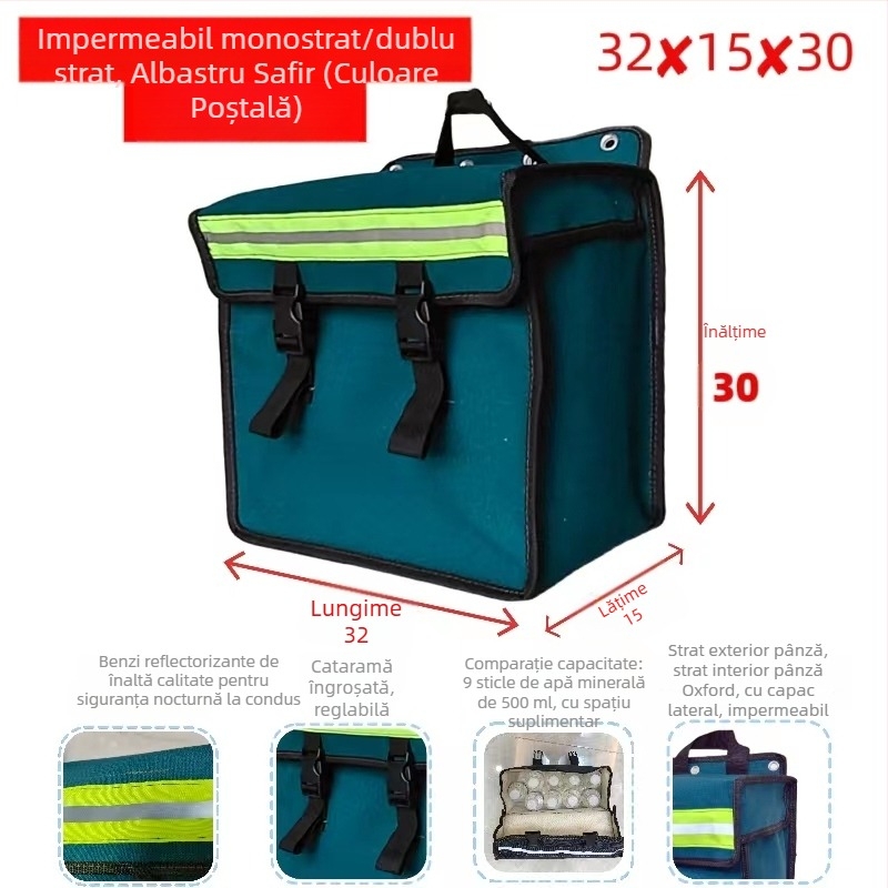 Geantă laterală din pânză neagră, multifuncțională pentru motociclete și biciclete electrice, stil pannier, compartiment pentru unelte pe scaunul din spate