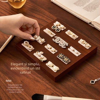 Suport de bijuterii din lemn, stil vintage, pentru birou, cu un singur nivel, pentru inele și brățări, depozitare multifuncțională