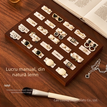 Suport de bijuterii din lemn, stil vintage, pentru birou, cu un singur nivel, pentru inele și brățări, depozitare multifuncțională