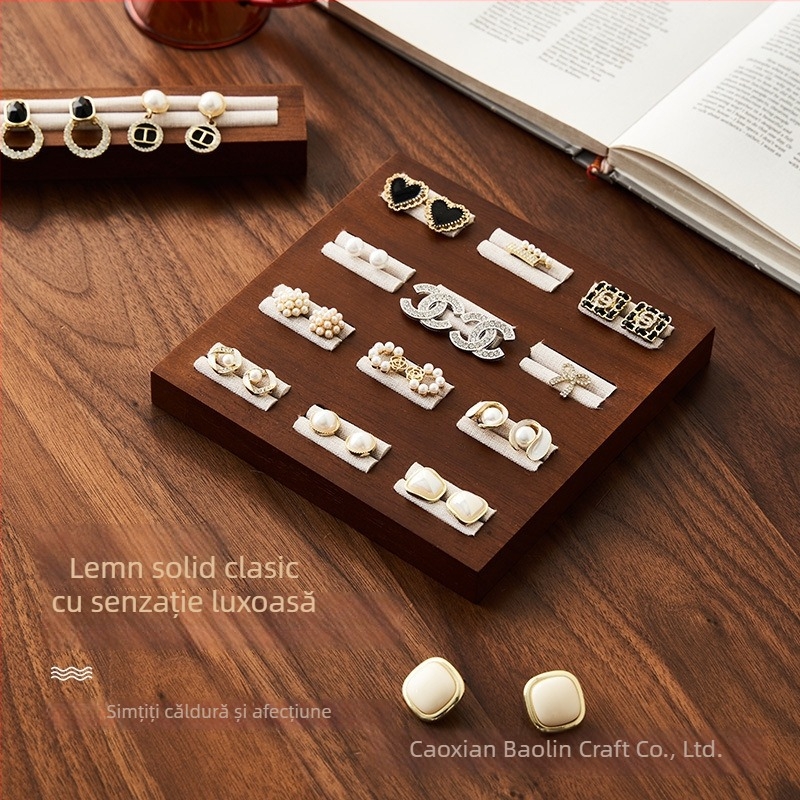 Suport de bijuterii din lemn, stil vintage, pentru birou, cu un singur nivel, pentru inele și brățări, depozitare multifuncțională