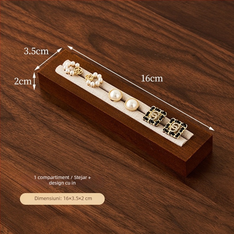 Suport de bijuterii din lemn, stil vintage, pentru birou, cu un singur nivel, pentru inele și brățări, depozitare multifuncțională