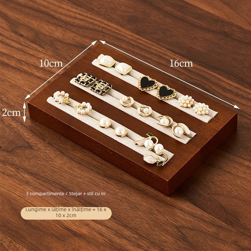 Suport de bijuterii din lemn, stil vintage, pentru birou, cu un singur nivel, pentru inele și brățări, depozitare multifuncțională