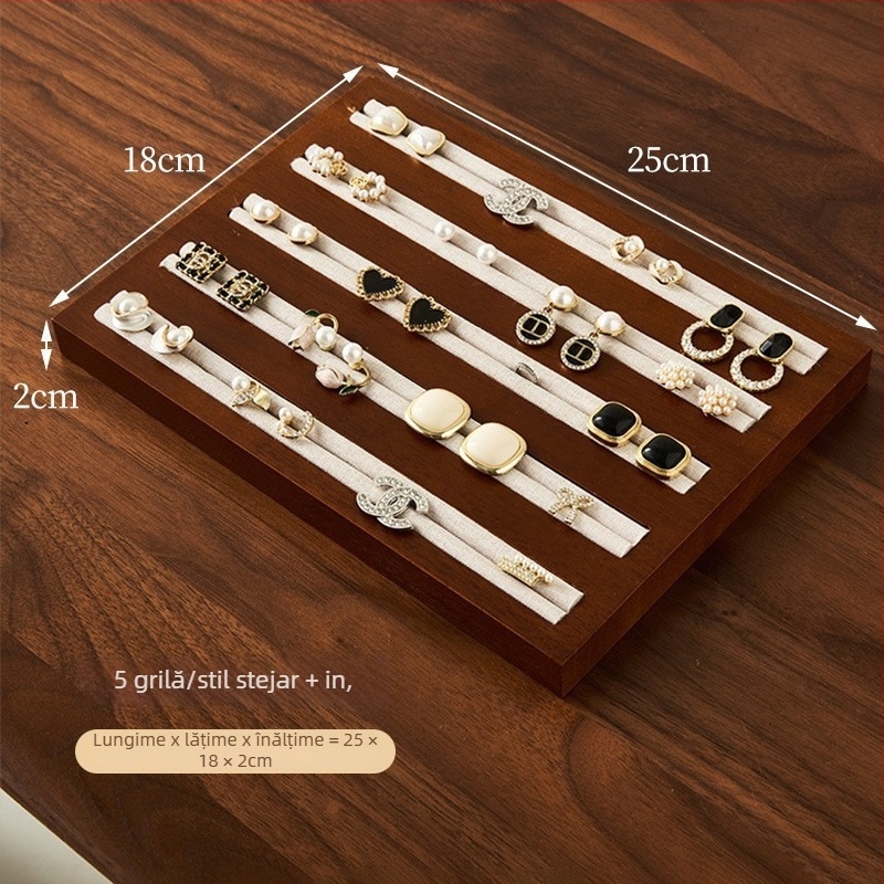 Suport de bijuterii din lemn, stil vintage, pentru birou, cu un singur nivel, pentru inele și brățări, depozitare multifuncțională