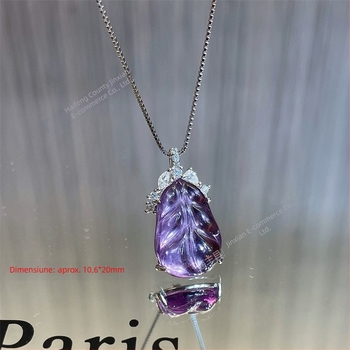 Pandantiv cu cristal de ametist, zirconiu sintetic, din argint 925 – design simplu