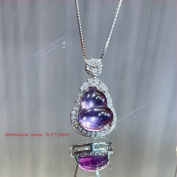 Pandantiv cu cristal de ametist, zirconiu sintetic, din argint 925 – design simplu