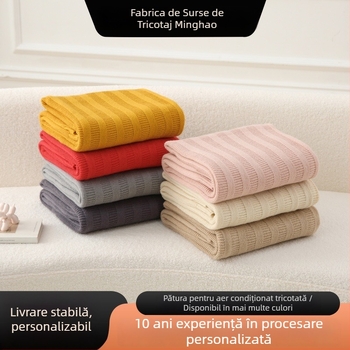 Pătură tricotată din fibre de poliester, 800–1000 g, culoare solidă, personalizabilă, stil modern minimalist