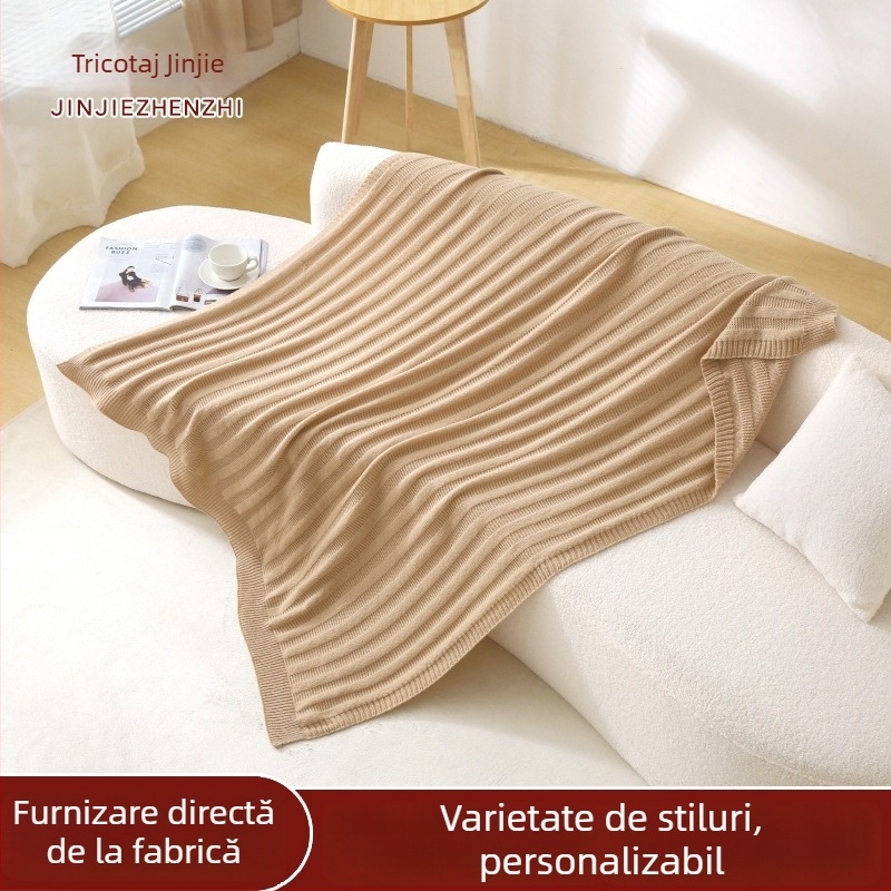 Pătură tricotată din fibre de poliester, 800–1000 g, culoare solidă, personalizabilă, stil modern minimalist