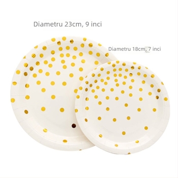 Set de vesă de unică folosință din hârtie – farfurii rotunde, pahare, cuțite, furculițe și linguri pentru restaurante și hoteluri (hârtie, degradabil)