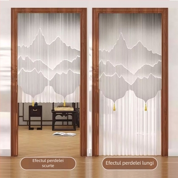Cortină de ușă cu protecție anti-țânțari, poliester, dantelă-tulle, pentru casă, dormitor și intrare — Stil nou Chinezesc (toamnă 2025)