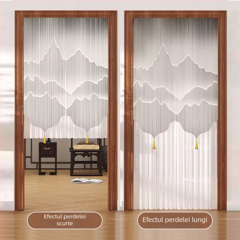 Cortină de ușă cu protecție anti-țânțari, poliester, dantelă-tulle, pentru casă, dormitor și intrare — Stil nou Chinezesc (toamnă 2025)