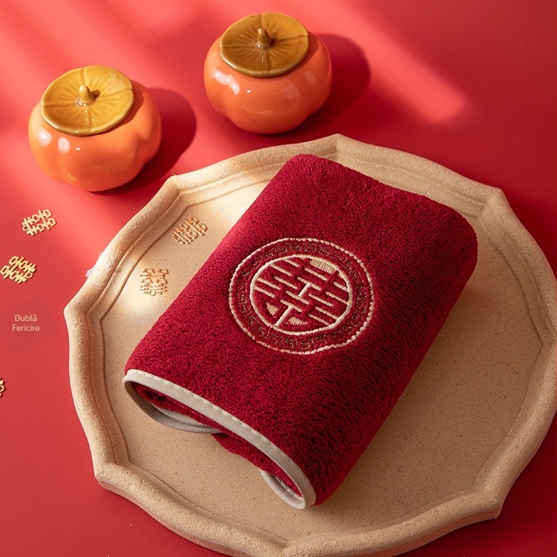 Prosop coral fleece brodat, 150D, 80–100 g, broderie + țesătură simplă, reutilizabil