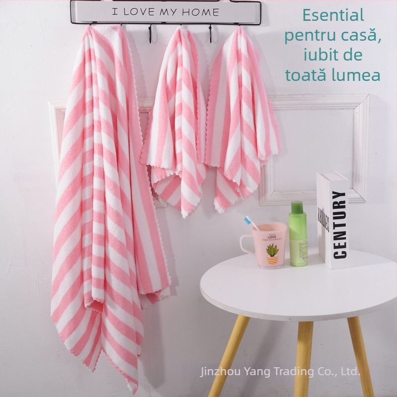 Set de trei prosoape de baie din fleece coral, în cutie cadou, suvenir de nuntă