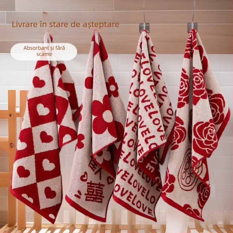 Prosop cadou pentru nuntă — bumbac, Jacquard, 120 g, 32S, Absorbție 26–30 s