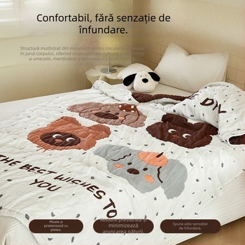 Pătură-prosop pentru bebeluți - țesătură din bumbac cu zece straturi, sub 300 g, pentru toate anotimpurile, model desen animat