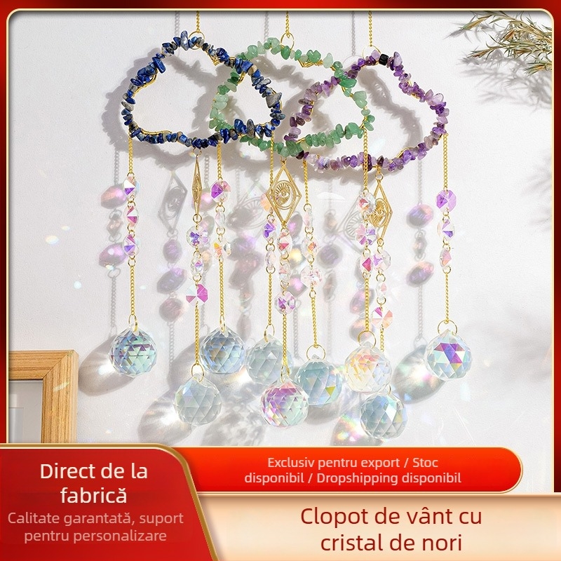 Pandantiv sun catcher din cristal, piatră naturală, stil modern minimalist, iluminare pentru grădină, Runyang