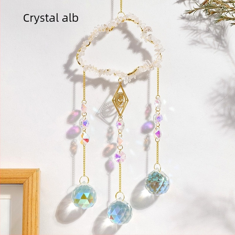 Pandantiv sun catcher din cristal, piatră naturală, stil modern minimalist, iluminare pentru grădină, Runyang