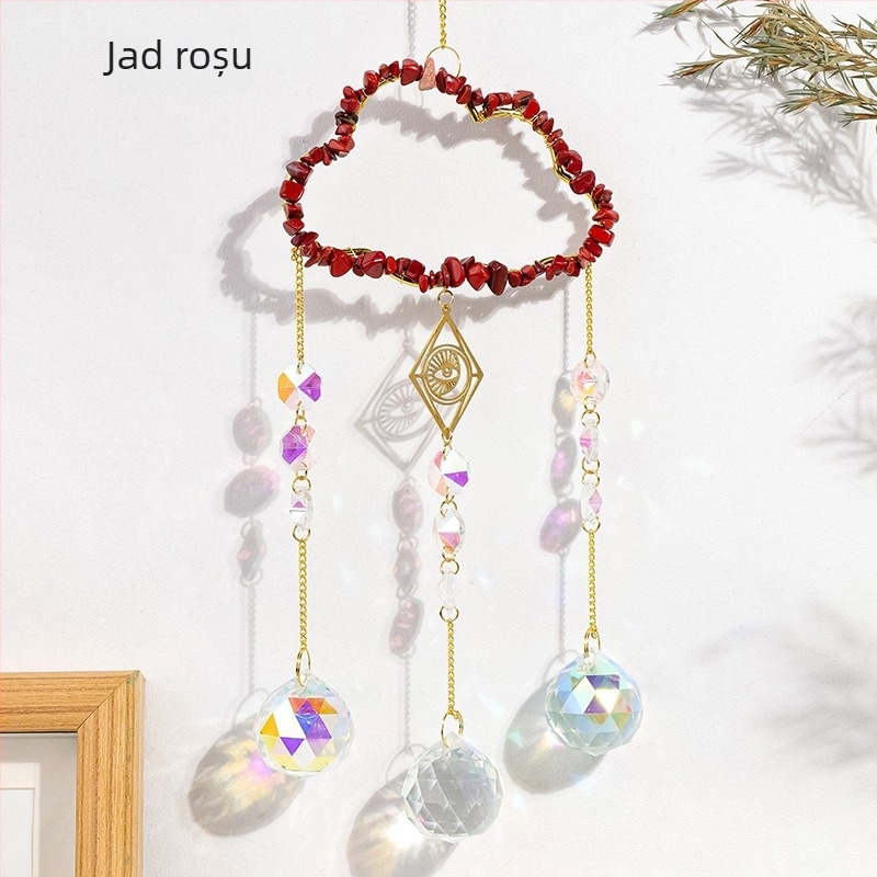 Pandantiv sun catcher din cristal, piatră naturală, stil modern minimalist, iluminare pentru grădină, Runyang