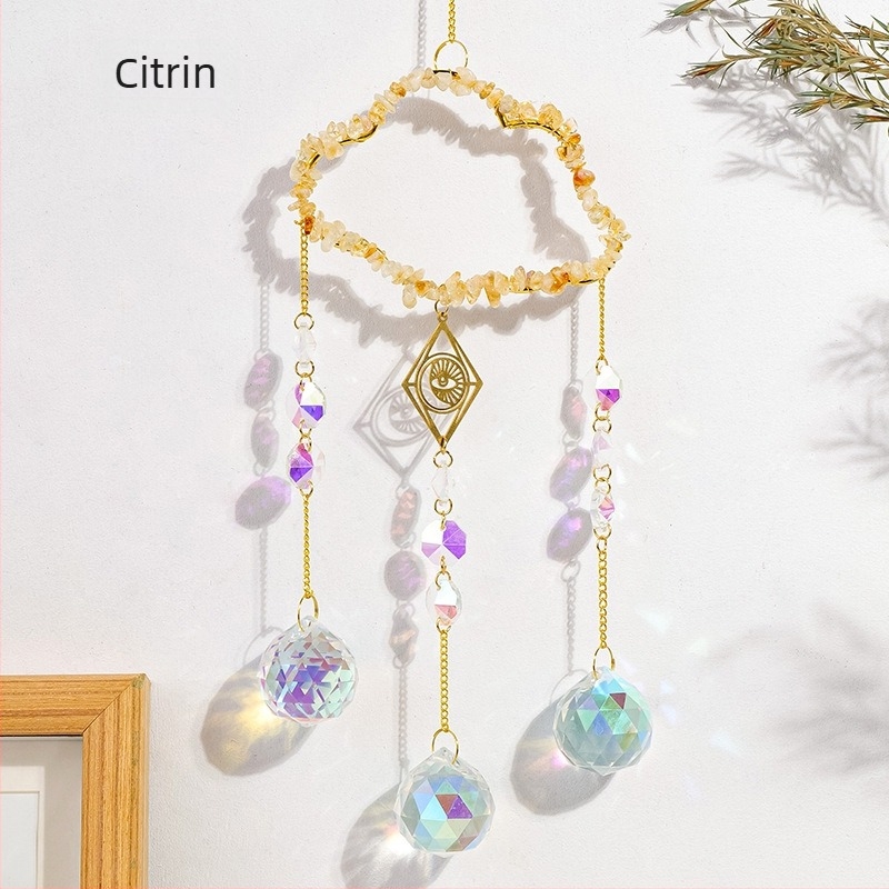 Pandantiv sun catcher din cristal, piatră naturală, stil modern minimalist, iluminare pentru grădină, Runyang