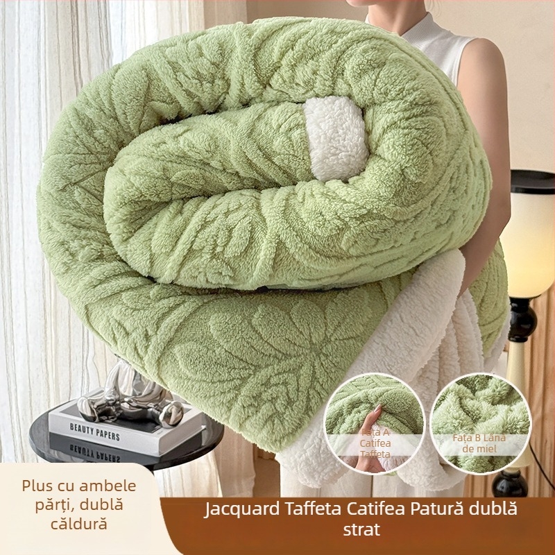 Pătură cu două straturi din tafta și sherpa, stil Nordic, personalizabilă, 300–500 g