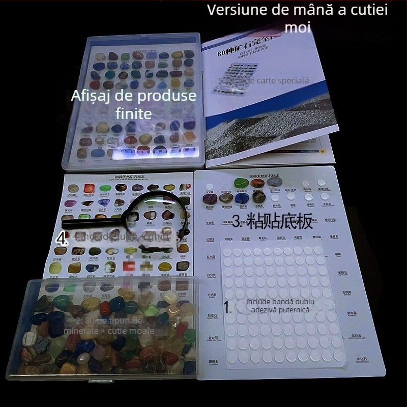 Specimene de minerale cristal pentru expoziție — cristale naturale pentru explorare și învățare la copii; Brand: YGDE; Material: Alt; Stil: Modern minimalist; Tehnică: Gravură; Cadou pentru ziua de naștere