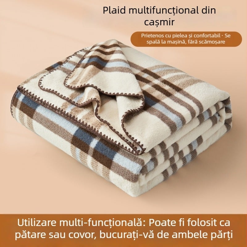 Pătură de canapea imitând cașmirul, 5000 g sau mai mult, primăvară și toamnă, stil simplu și modern, pătură din fibre chimice, Rice blue