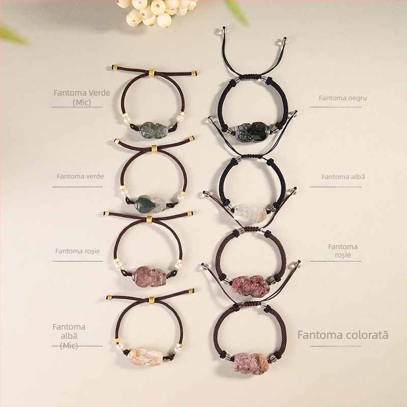 Brățară cu cristal fantomă, șnur elastic, ambalaj individual, lansare vară 2023