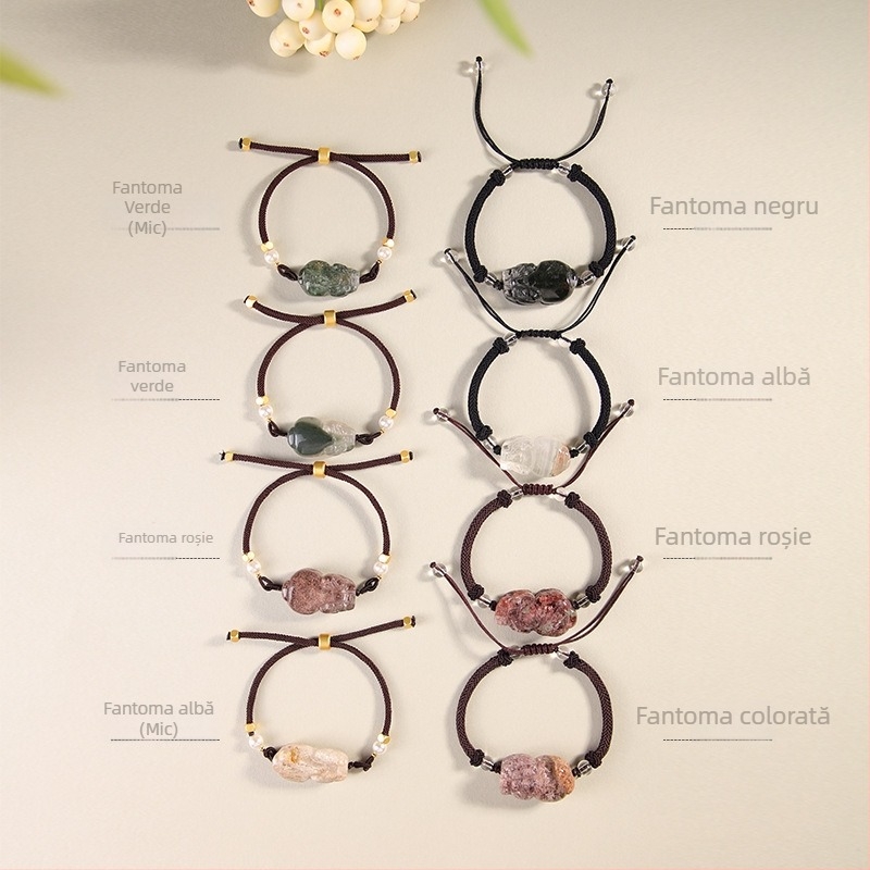 Brățară cu cristal fantomă, șnur elastic, ambalaj individual, lansare vară 2023