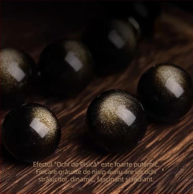 Brățară din obsidian natural Xinghong – unisex, lustruit, bijuterie de mână