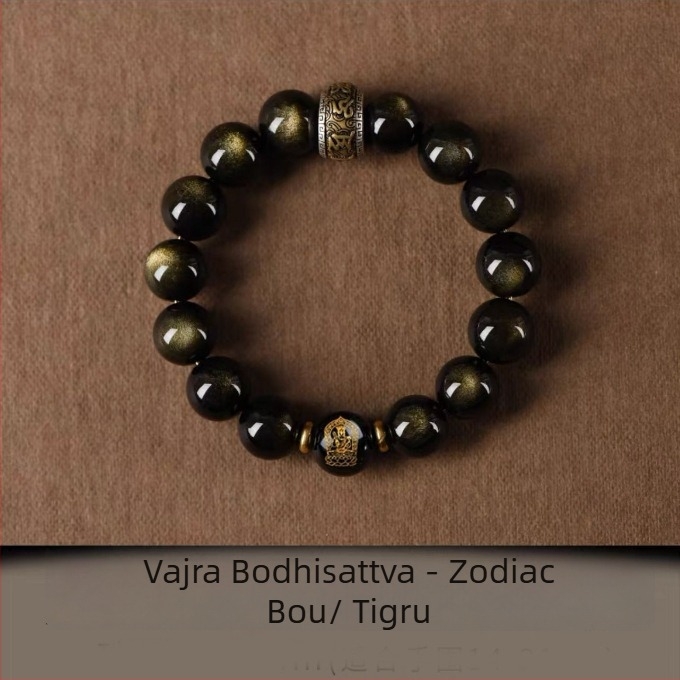 Brățară din obsidian natural Xinghong – unisex, lustruit, bijuterie de mână