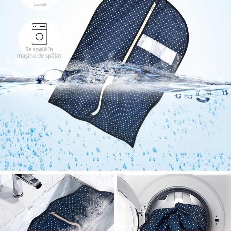 Copertă anti-praf pentru haine, stil universal, material mătase cu flori, protecție împotriva prafului