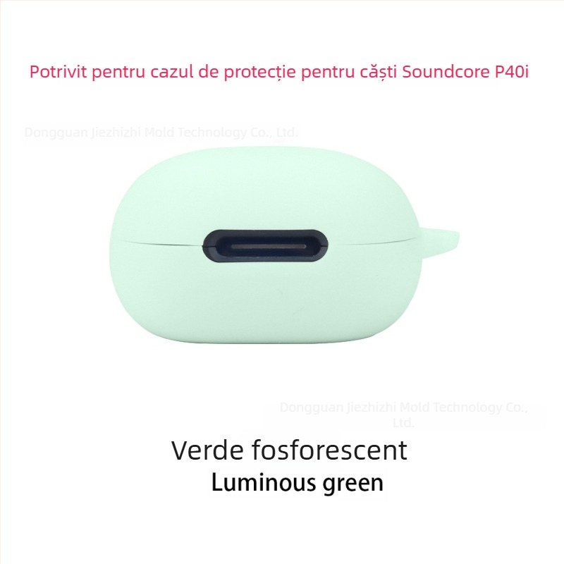 Husă de protecție pentru căști Soundcore P40i de la Jizhi, TPU transparent, compatibilă cu seria Soundcore Sound Wide; materiale: piele artificială, silicon, TPU, silicon lichid; proces: turnare prin injecție