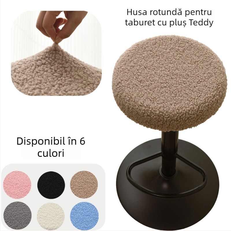 Husă circulară pentru taburet din poliester, anti-alunecare, rezistent la uzură, rezistent la praf, stil modern minimalist