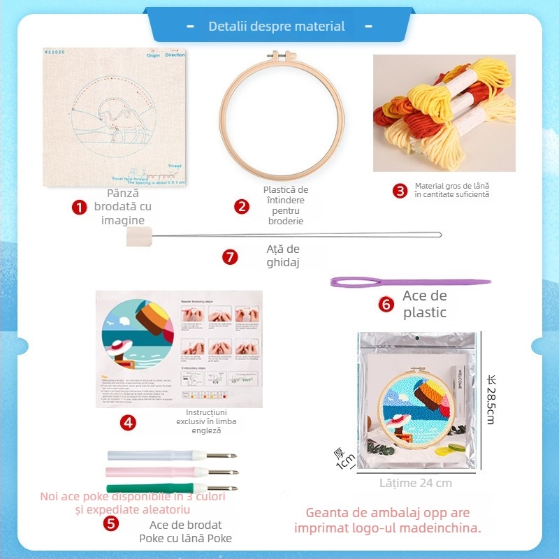 Kit de broderie din in – peisaj, stil mediteranean, tip de broderie: altă, cusătură în cruce