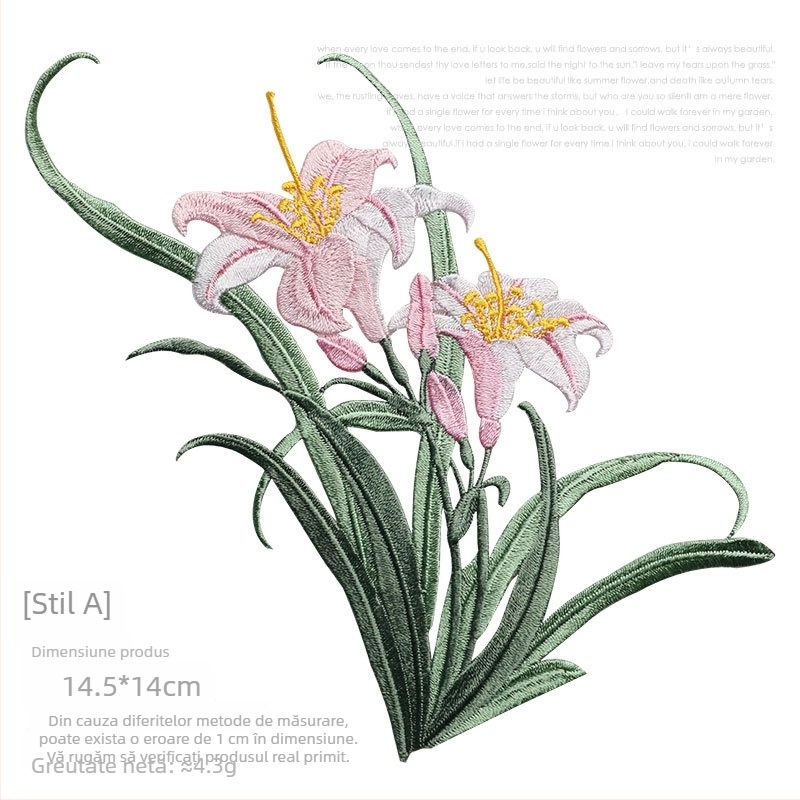 Patch broderie cu orhidee pentru Hanfu și haine — rayon, Rainbow Embroidery